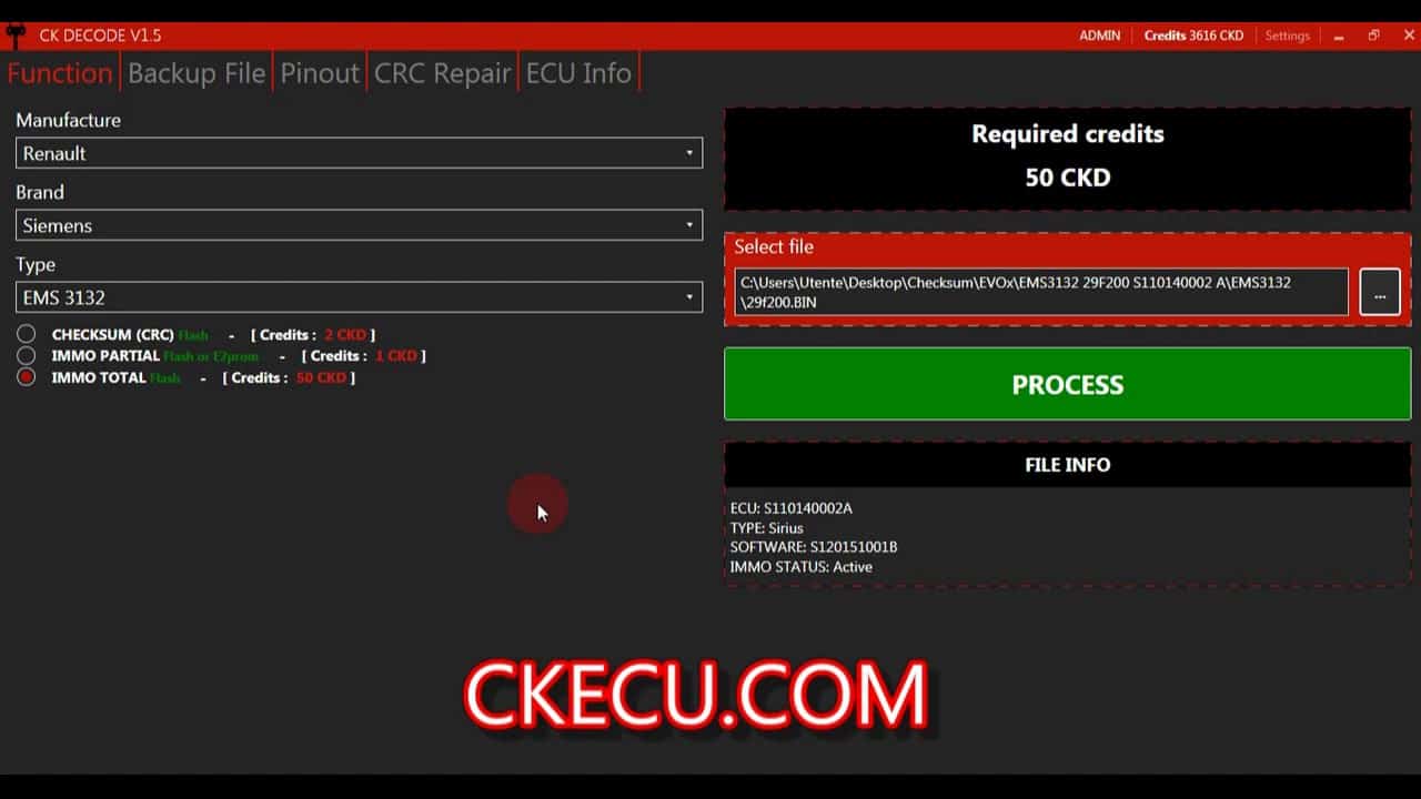Renault Siemens EMS 3132 Immo - CKECU