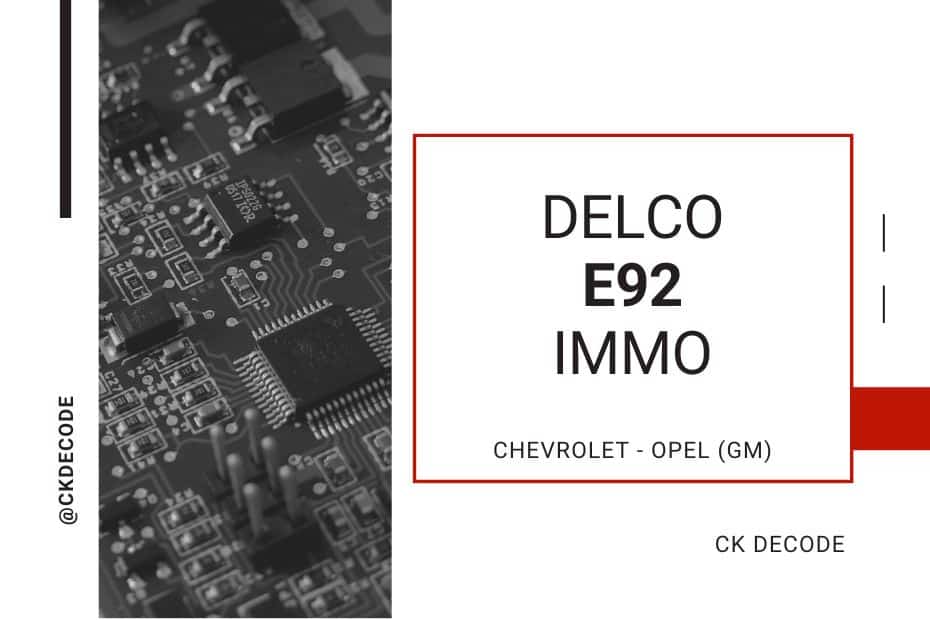 CHEVROLET - OPEL (GM) DELCO E92 Immo