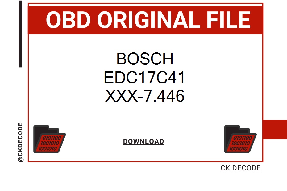 BOSCH EDC17C41 xxx-7.446BMW 3 SERIES 316d 2000 D 163CV ECU Original File